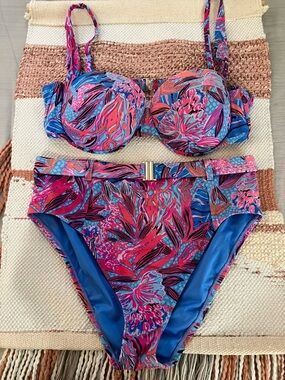 Lilly Pulitzer Two Piece Sonnie Bikini Bathing Suit Top 14 Bottoms 12